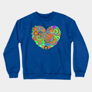 Colorful Floral Heart Crewneck Sweatshirt